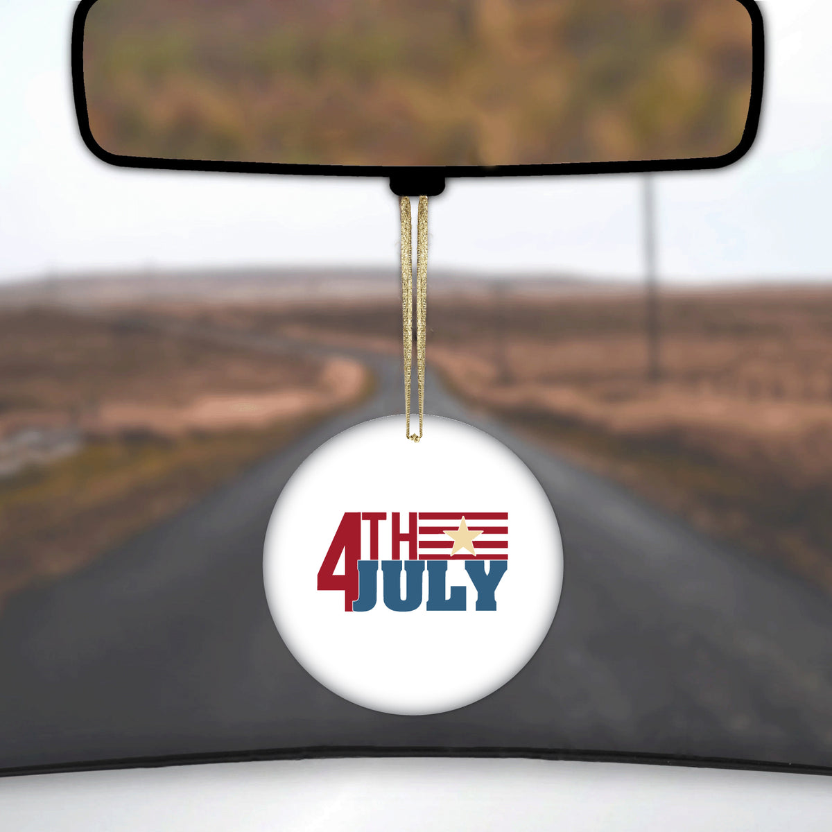 4th of July Word Art USA Flag Ceramic Ornament, view 3