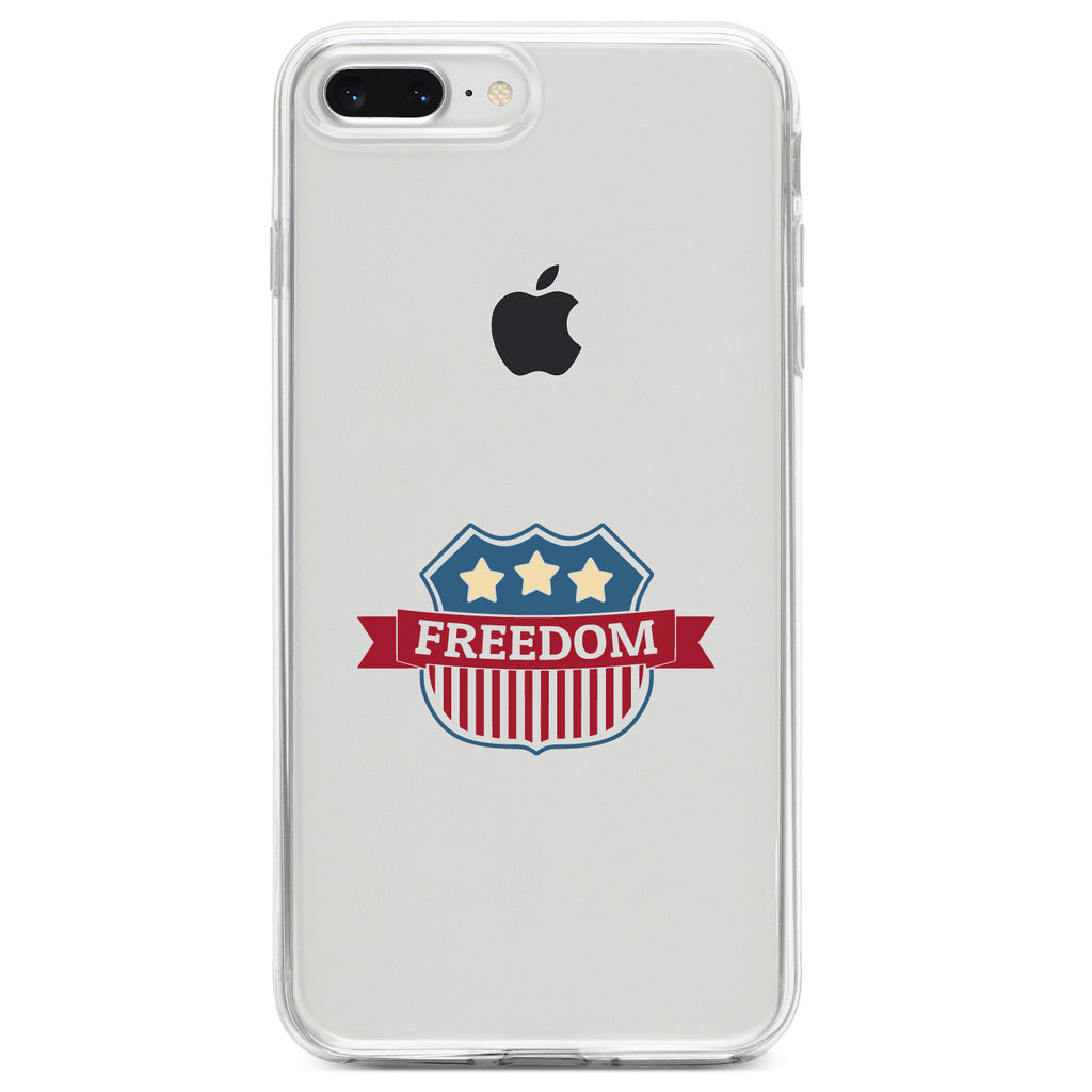 USA Freedom Badge Red White & Blue Clear Shockproof iPhone Case, view 6