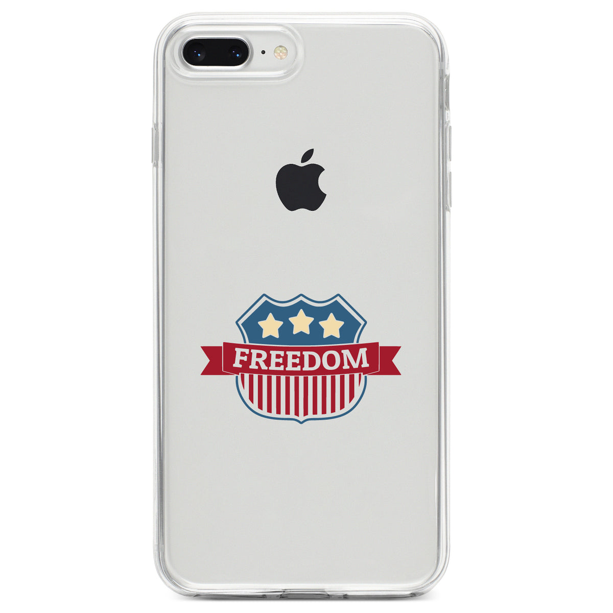 USA Freedom Badge Red White & Blue Clear Shockproof iPhone Case, view 6