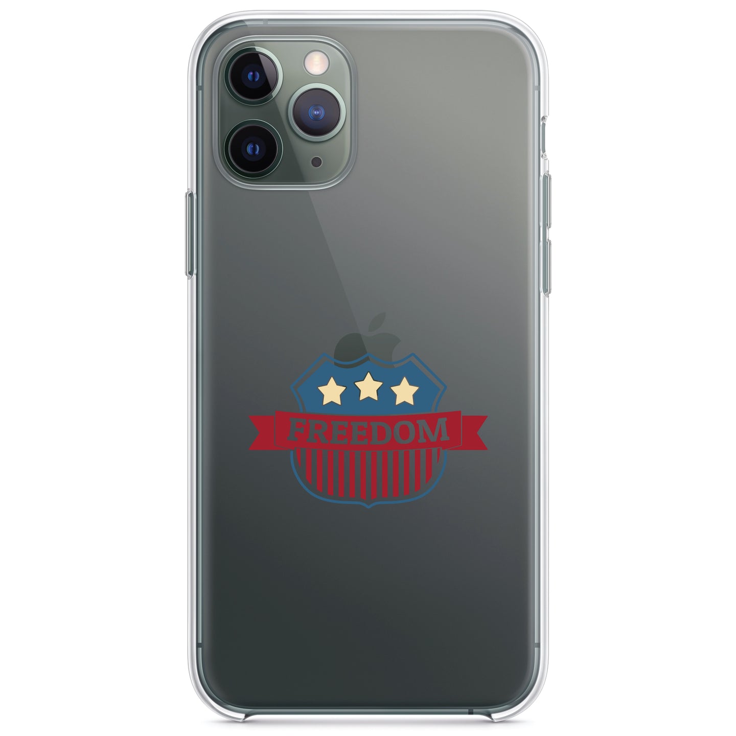 DistinctInk® Clear Shockproof Hybrid Case for Apple iPhone / Samsung Galaxy / Google Pixel - USA Freedom Badge Red White & Blue