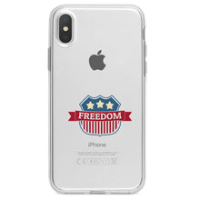 DistinctInk® Clear Shockproof Hybrid Case for Apple iPhone / Samsung Galaxy / Google Pixel - USA Freedom Badge Red White & Blue