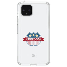 DistinctInk® Clear Shockproof Hybrid Case for Apple iPhone / Samsung Galaxy / Google Pixel - USA Freedom Badge Red White & Blue