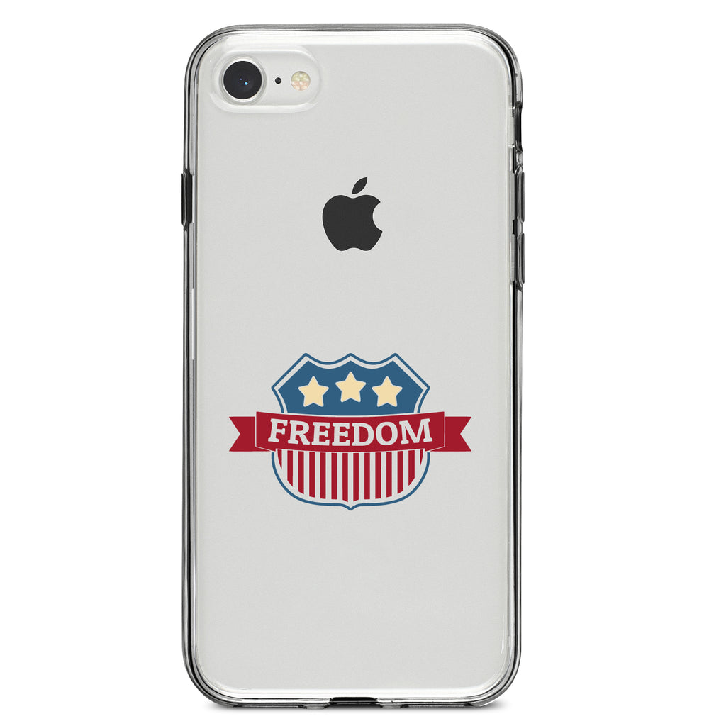 USA Freedom Badge Red White & Blue Clear Shockproof iPhone Case, view 5