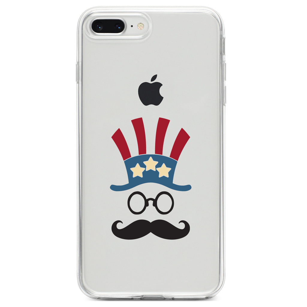 Uncle Sam Cartoon USA Patriotic Clear Shockproof iPhone Case, view 6