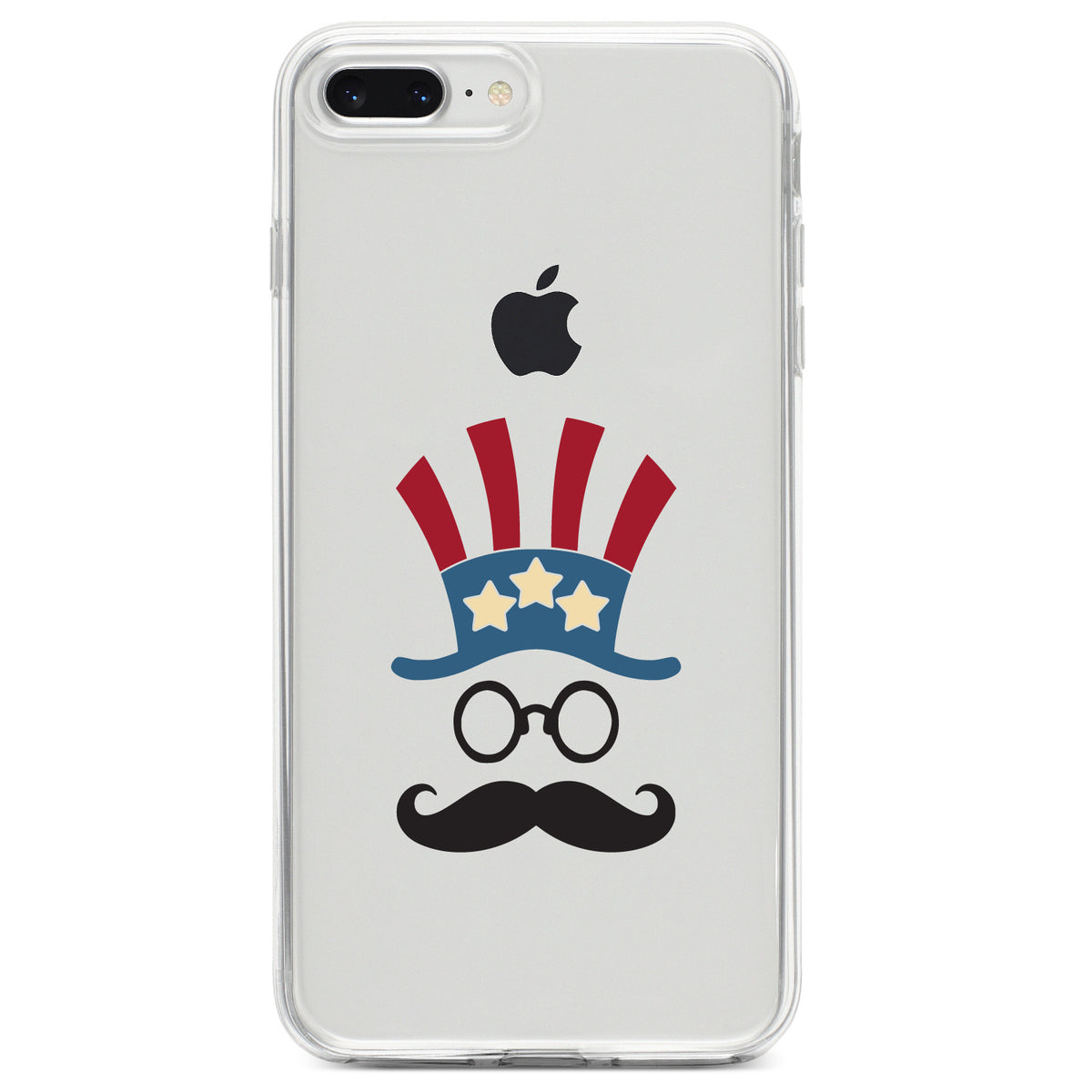 Uncle Sam Cartoon USA Patriotic Clear Shockproof iPhone Case, view 6