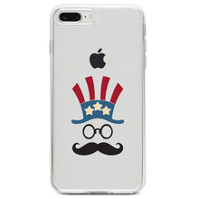 DistinctInk® Clear Shockproof Hybrid Case for Apple iPhone / Samsung Galaxy / Google Pixel - Uncle Sam Cartoon USA Patriotic