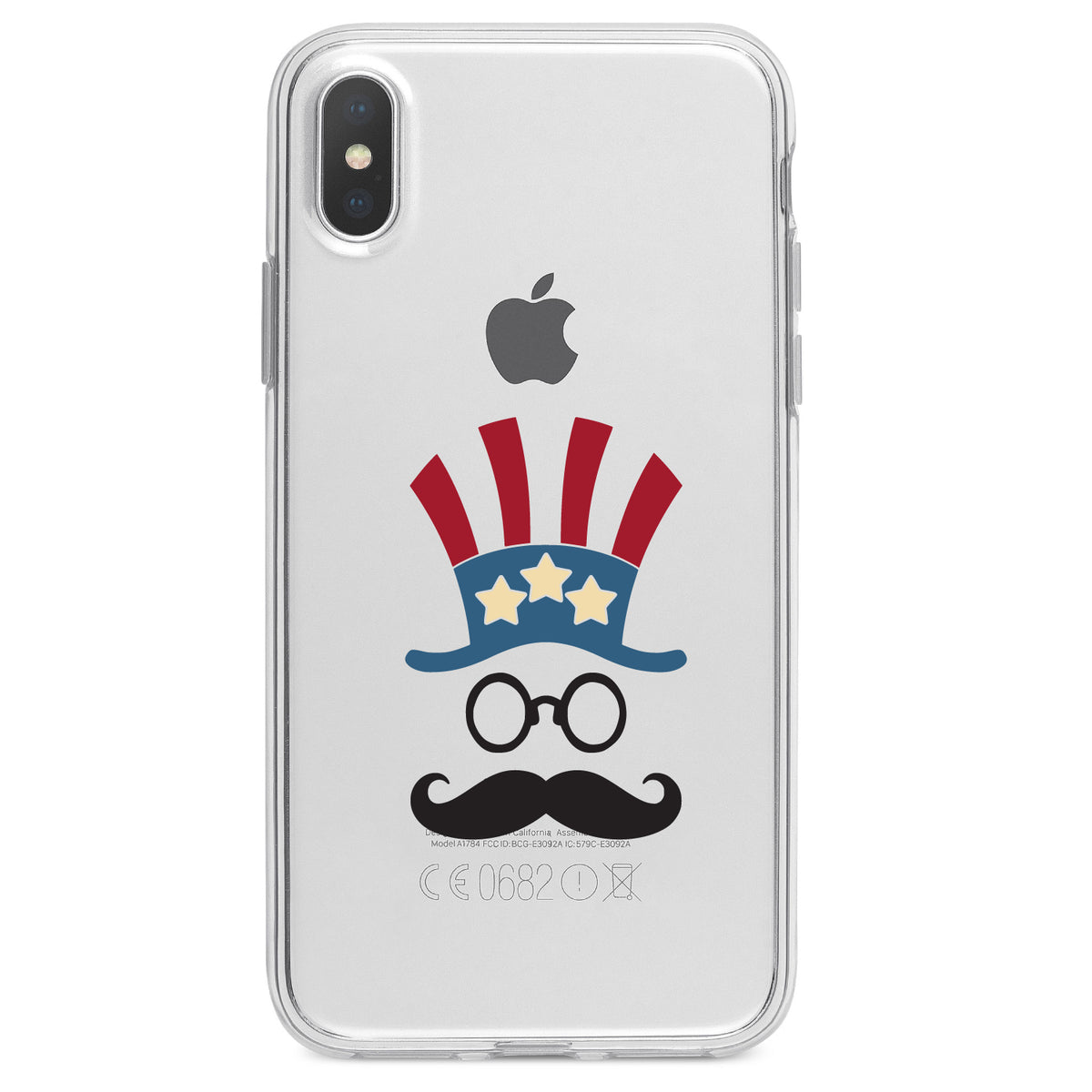 Uncle Sam Cartoon USA Patriotic Clear Shockproof iPhone Case, view 2