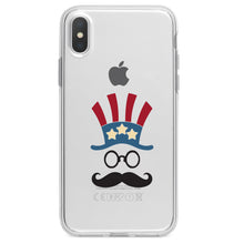 DistinctInk® Clear Shockproof Hybrid Case for Apple iPhone / Samsung Galaxy / Google Pixel - Uncle Sam Cartoon USA Patriotic
