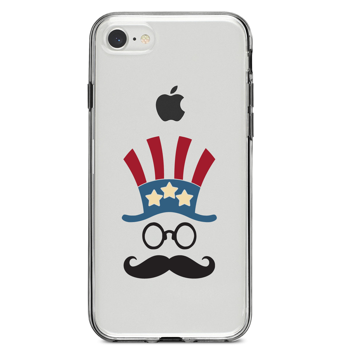 Uncle Sam Cartoon USA Patriotic Clear Shockproof iPhone Case, view 5