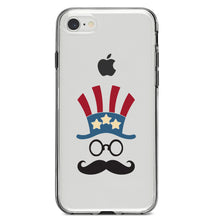 DistinctInk® Clear Shockproof Hybrid Case for Apple iPhone / Samsung Galaxy / Google Pixel - Uncle Sam Cartoon USA Patriotic