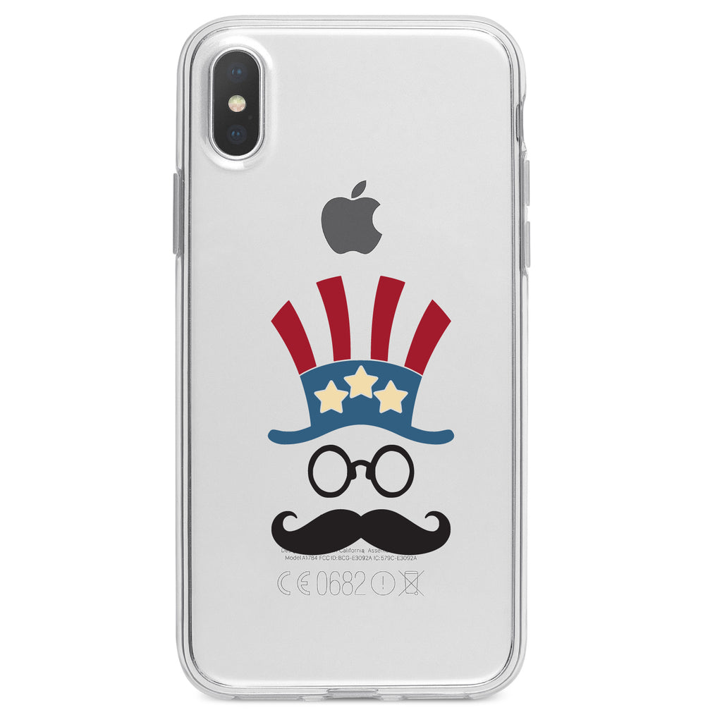 Uncle Sam Cartoon USA Patriotic Clear Shockproof iPhone Case, view 4