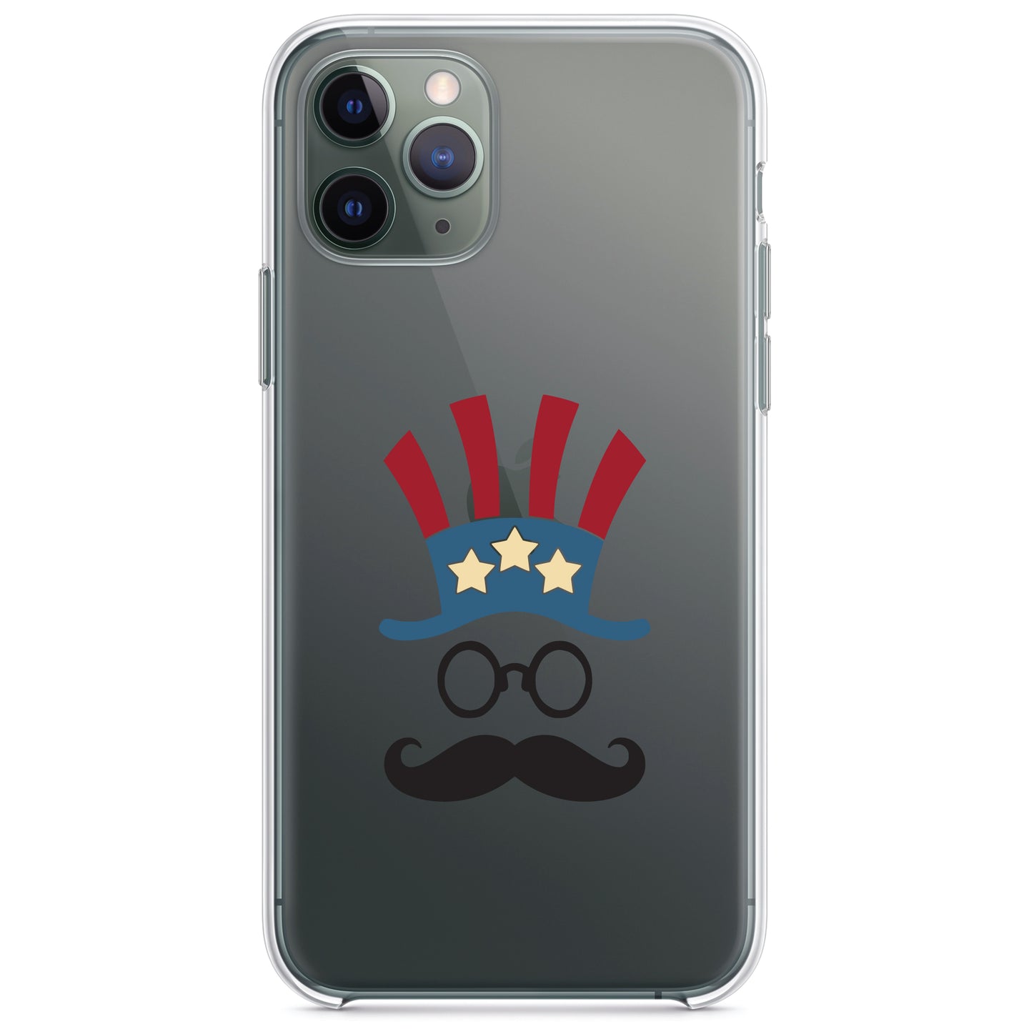 DistinctInk® Clear Shockproof Hybrid Case for Apple iPhone / Samsung Galaxy / Google Pixel - Uncle Sam Cartoon USA Patriotic