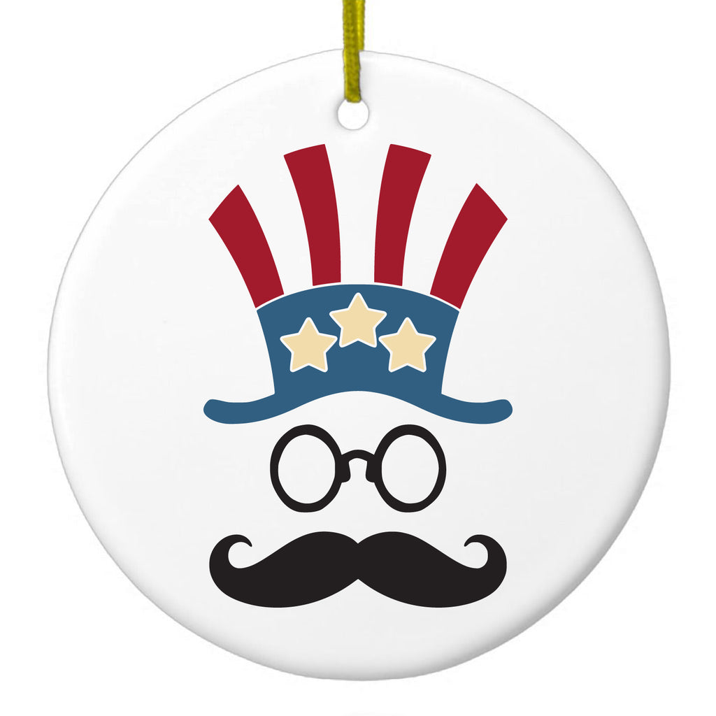 Uncle Sam Cartoon USA Patriotic Ceramic Ornament