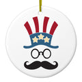 Uncle Sam Cartoon USA Patriotic Ceramic Ornament