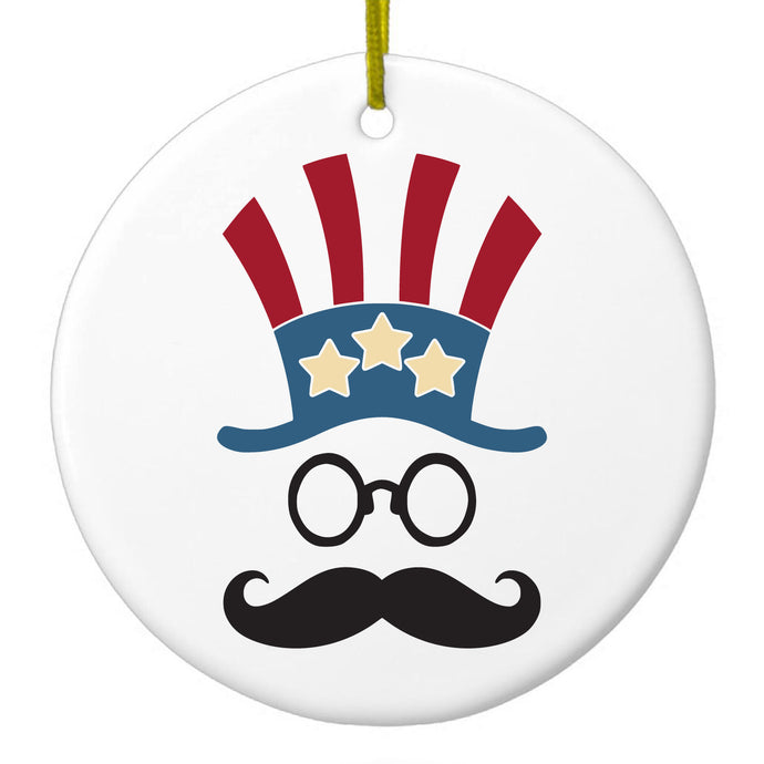 Uncle Sam Cartoon USA Patriotic Ceramic Ornament