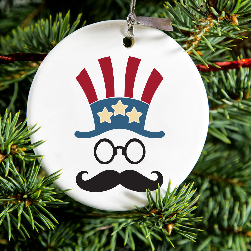 Uncle Sam Cartoon USA Patriotic Ceramic Ornament, view 2