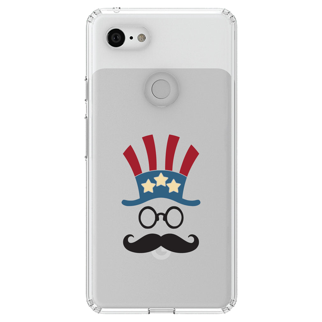 Uncle Sam Cartoon USA Patriotic Clear Shockproof iPhone Case, view 21