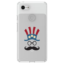 DistinctInk® Clear Shockproof Hybrid Case for Apple iPhone / Samsung Galaxy / Google Pixel - Uncle Sam Cartoon USA Patriotic