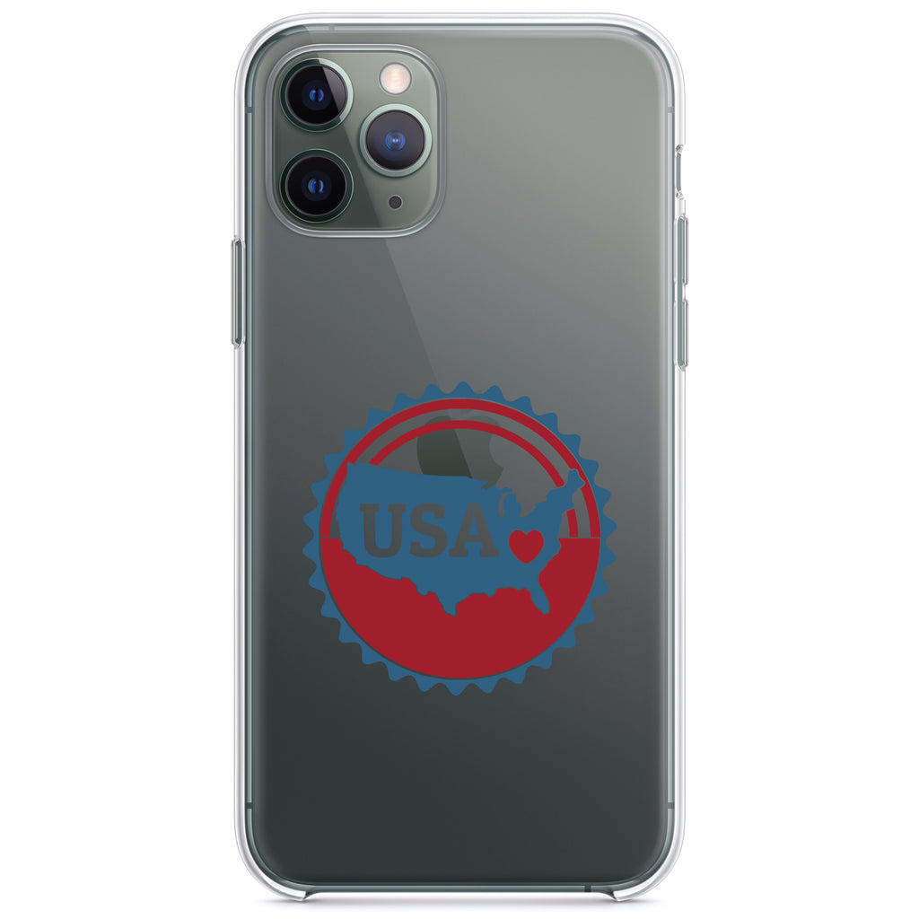 USA Heart Seal Red White & Blue Clear Shockproof iPhone Case
