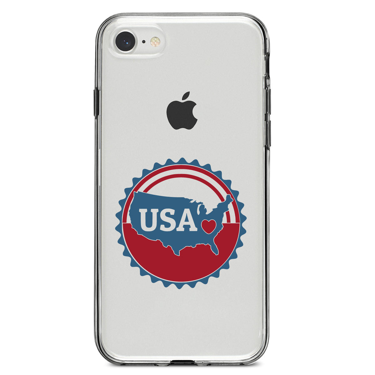 USA Heart Seal Red White & Blue Clear Shockproof iPhone Case, view 5