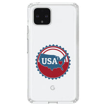 DistinctInk® Clear Shockproof Hybrid Case for Apple iPhone / Samsung Galaxy / Google Pixel - USA Heart Seal Red White & Blue