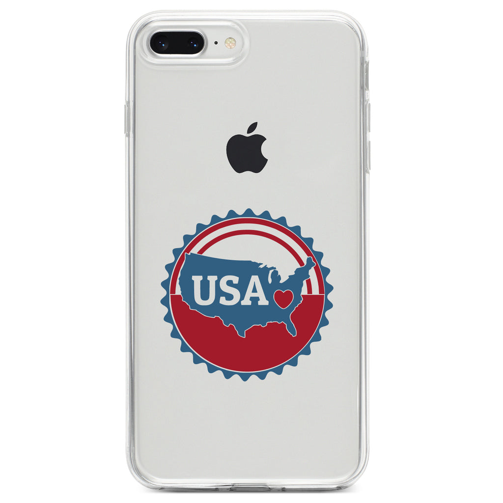 USA Heart Seal Red White & Blue Clear Shockproof iPhone Case, view 6
