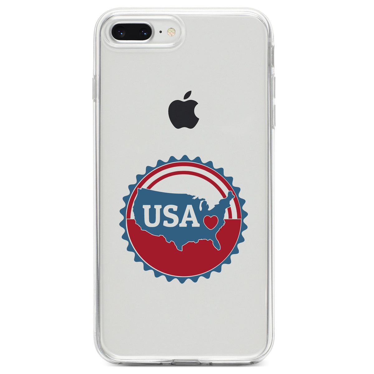 USA Heart Seal Red White & Blue Clear Shockproof iPhone Case, view 6