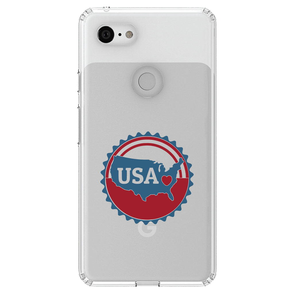 USA Heart Seal Red White & Blue Clear Shockproof iPhone Case, view 22
