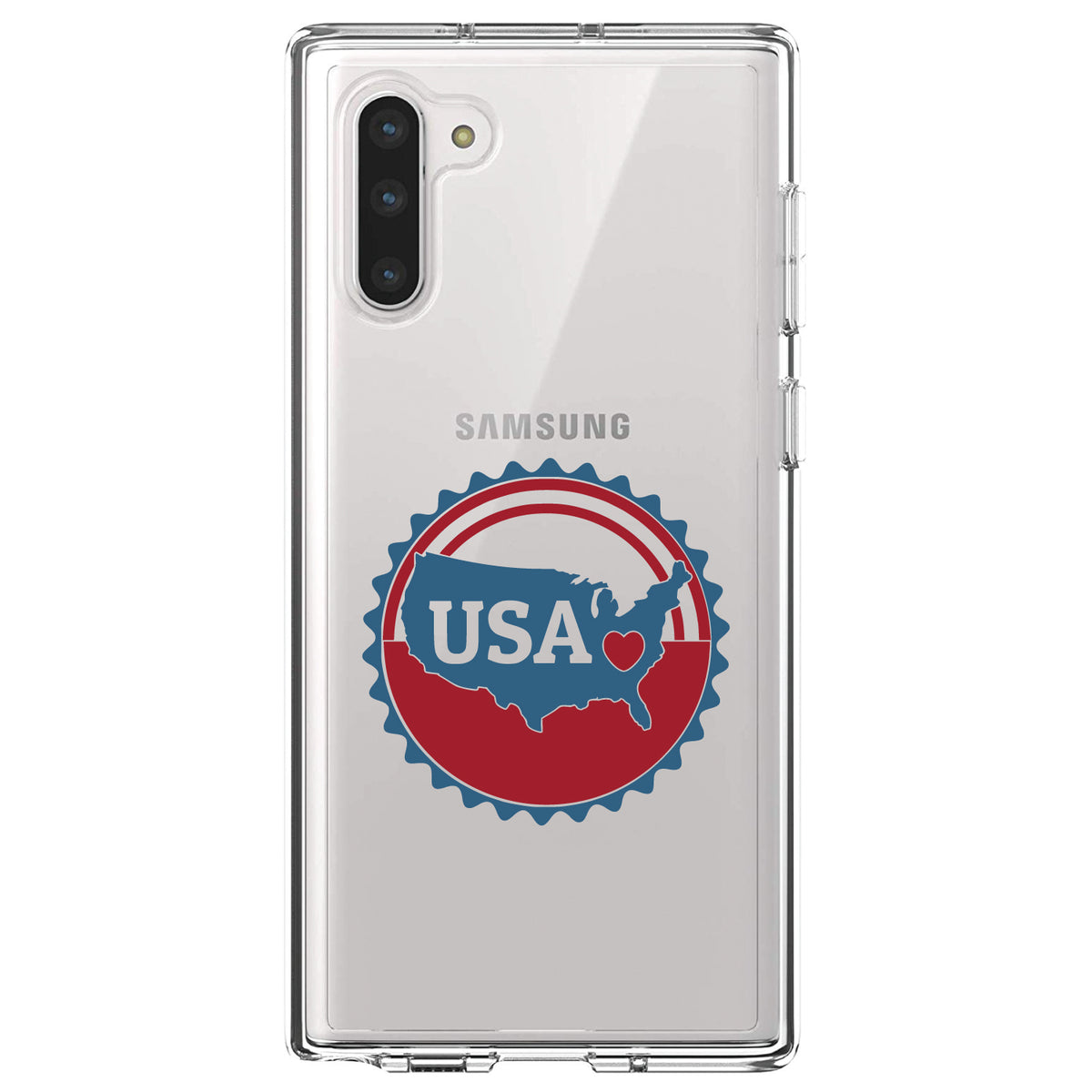 USA Heart Seal Red White & Blue Clear Shockproof iPhone Case, view 9