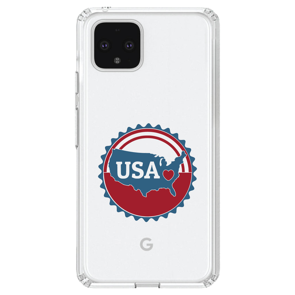 USA Heart Seal Red White & Blue Clear Shockproof iPhone Case, view 24