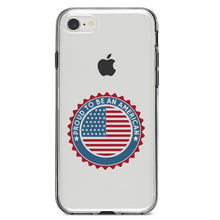 DistinctInk® Clear Shockproof Hybrid Case for Apple iPhone / Samsung Galaxy / Google Pixel - USA Seal - Proud to be an American