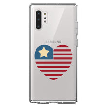 DistinctInk® Clear Shockproof Hybrid Case for Apple iPhone / Samsung Galaxy / Google Pixel - USA Heart Seal Single Start Flag