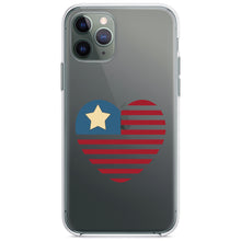 DistinctInk® Clear Shockproof Hybrid Case for Apple iPhone / Samsung Galaxy / Google Pixel - USA Heart Seal Single Start Flag