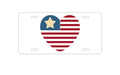 Custom Aluminum Decorative Vanity Front License Plate - USA Heart Seal Single Start Flag