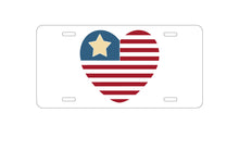 DistinctInk Custom Aluminum Decorative Vanity Front License Plate - USA Heart Seal Single Start Flag