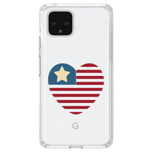 DistinctInk® Clear Shockproof Hybrid Case for Apple iPhone / Samsung Galaxy / Google Pixel - USA Heart Seal Single Start Flag