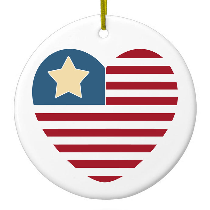 USA Heart Seal Single Start Flag Ceramic Ornament