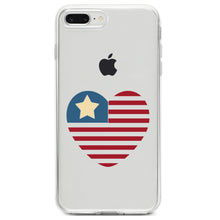 DistinctInk® Clear Shockproof Hybrid Case for Apple iPhone / Samsung Galaxy / Google Pixel - USA Heart Seal Single Start Flag