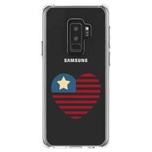 DistinctInk® Clear Shockproof Hybrid Case for Apple iPhone / Samsung Galaxy / Google Pixel - USA Heart Seal Single Start Flag