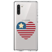 DistinctInk® Clear Shockproof Hybrid Case for Apple iPhone / Samsung Galaxy / Google Pixel - USA Heart Seal Single Start Flag
