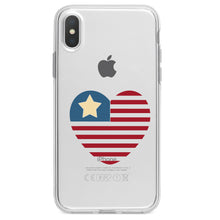 DistinctInk® Clear Shockproof Hybrid Case for Apple iPhone / Samsung Galaxy / Google Pixel - USA Heart Seal Single Start Flag