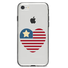 DistinctInk® Clear Shockproof Hybrid Case for Apple iPhone / Samsung Galaxy / Google Pixel - USA Heart Seal Single Start Flag