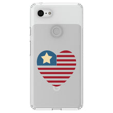 DistinctInk® Clear Shockproof Hybrid Case for Apple iPhone / Samsung Galaxy / Google Pixel - USA Heart Seal Single Start Flag