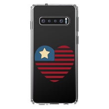 DistinctInk® Clear Shockproof Hybrid Case for Apple iPhone / Samsung Galaxy / Google Pixel - USA Heart Seal Single Start Flag
