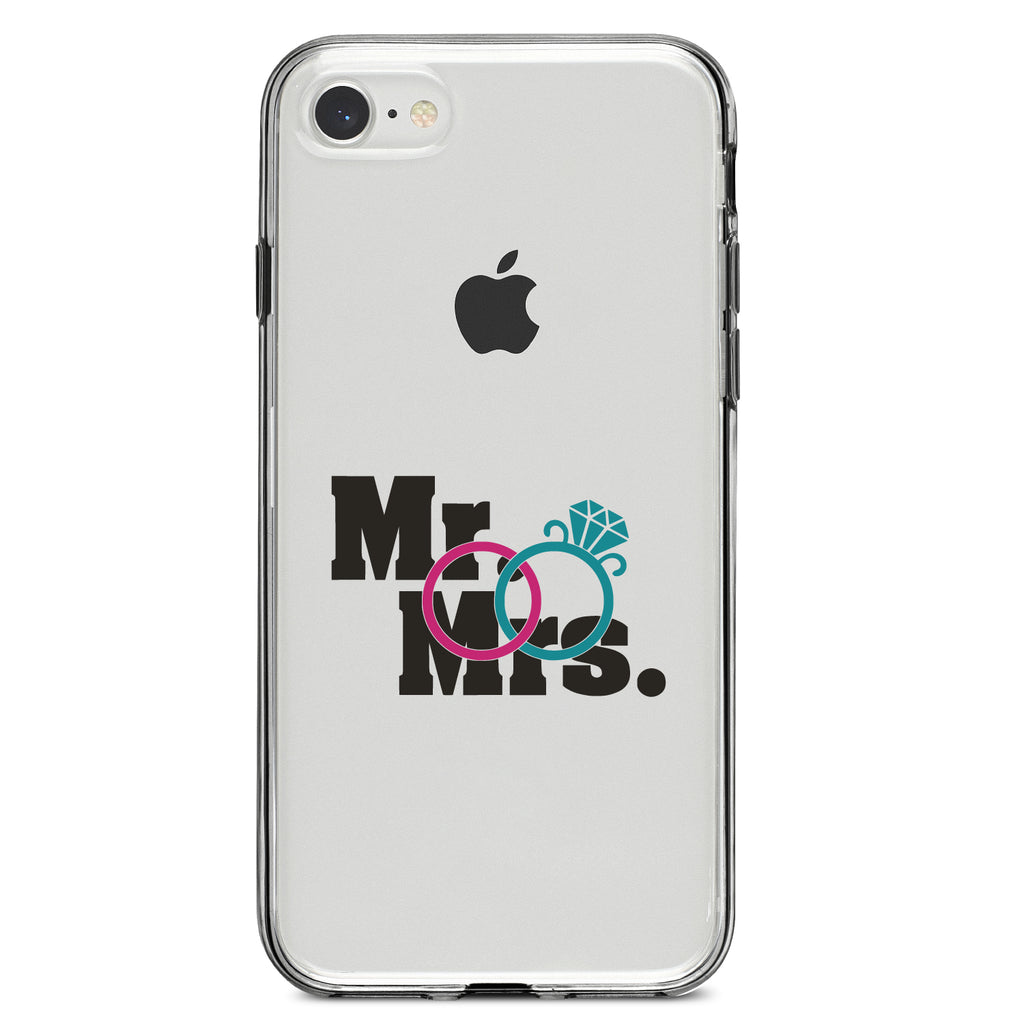 Mr. & Mrs. Wedding Rings Clear Shockproof iPhone Case, view 5