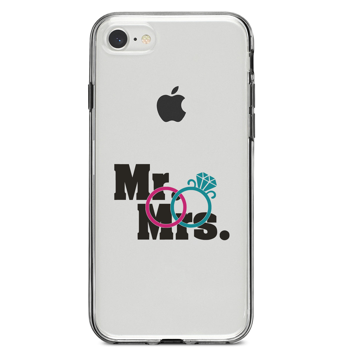 Mr. & Mrs. Wedding Rings Clear Shockproof iPhone Case, view 5