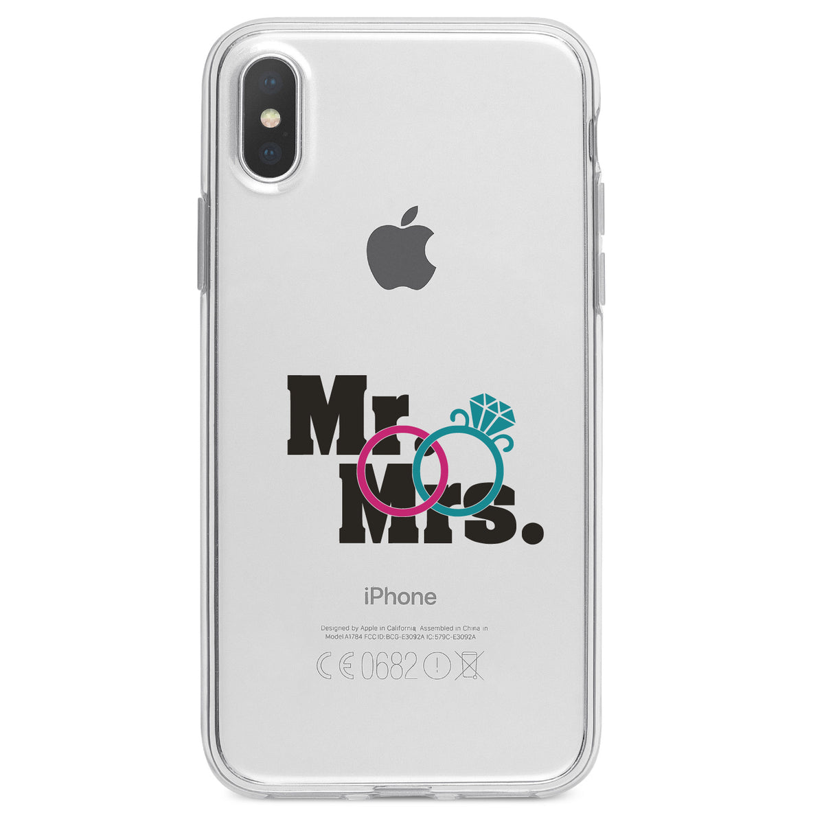 Mr. & Mrs. Wedding Rings Clear Shockproof iPhone Case, view 3