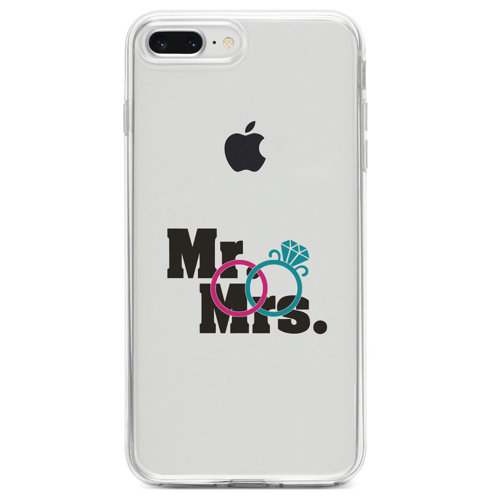 Mr. & Mrs. Wedding Rings Clear Shockproof iPhone Case, view 6