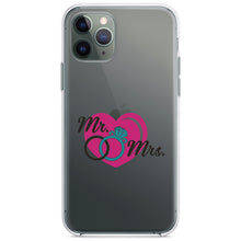 DistinctInk® Clear Shockproof Hybrid Case for Apple iPhone / Samsung Galaxy / Google Pixel - Mr. & Mrs. Wedding Rings Heart