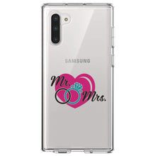 DistinctInk® Clear Shockproof Hybrid Case for Apple iPhone / Samsung Galaxy / Google Pixel - Mr. & Mrs. Wedding Rings Heart